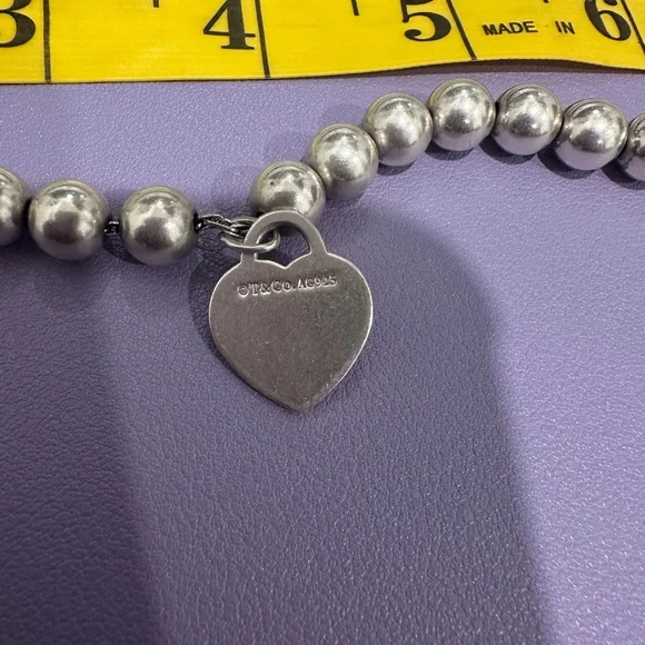 Tiffany & Co. Silver Bead Bracelet with Heart Tag - Picture 9 of 12